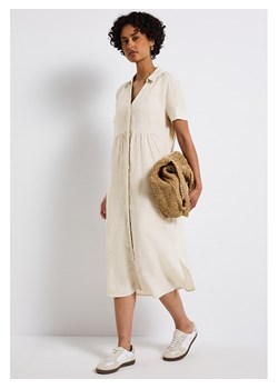 Street One Lniana sukienka w kolorze kremowym ze sklepu Limango Polska w kategorii Sukienki - zdjęcie 189298781