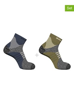 SALOMON Skarpety trekkingowe (2 pary) "X Ultra Access Quarter" w kolorze oliwkowo-niebieskim ze sklepu Limango Polska w kategorii Skarpetki męskie - zdjęcie 189302694