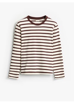 Mohito - Bawełniany longsleeve w paski - kremowy ze sklepu Mohito w kategorii Bluzki damskie - zdjęcie 189303440
