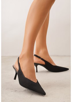 Czarne Sandały Slingback z Ażurową Cholewką i Szpiczastym Noskiem Beethovia ze sklepu renee.pl w kategorii Czółenka - zdjęcie 189303800