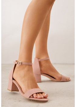 Jasnoróżowe Basicowe Sandały na Słupku Vices z Paskiem Wokół Kostki Varhira ze sklepu renee.pl w kategorii Sandały damskie - zdjęcie 189304043
