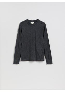 Reserved - Longsleeve z wełny merino - ciemnoszary ze sklepu Reserved w kategorii T-shirty męskie - zdjęcie 189304630
