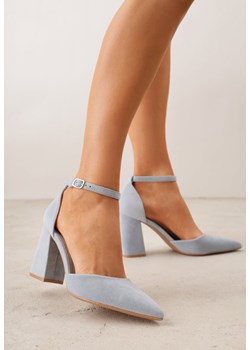 Niebieskie Czółenka z Imitacji Zamszu na Słupku z Noskiem w Szpic Violetto ze sklepu born2be.pl w kategorii Czółenka - zdjęcie 189304690