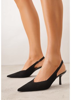 Czarne Ażurowe Sandały na Niskiej Szpilce z Noskiem w Szpic Balnalia ze sklepu born2be.pl w kategorii Czółenka - zdjęcie 189304753