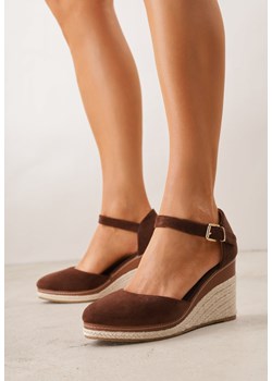 Brązowe Sandały na Koturnie z Plecionki i Zapięciem na Sprzączkę Jessaln ze sklepu born2be.pl w kategorii Espadryle damskie - zdjęcie 189304780