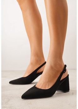Czarne Czółenka na Klockowym Obcasie z Odkrytą Piętą Tarabeta ze sklepu born2be.pl w kategorii Czółenka - zdjęcie 189304951