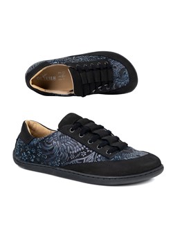 Sneakersy barefoot damskie Kaia Olivier 101MP – anatomiczne buty skórzane czarny nubuk kwiaty ze sklepu butyolivier w kategorii Półbuty damskie - zdjęcie 189305090