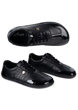 Buty barefoot damskie Olivier 113MP – anatomiczne buty skórzane czarne lico z lakierem ze sklepu butyolivier w kategorii Półbuty damskie - zdjęcie 189305124