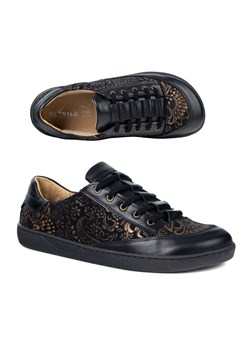 Sneakersy barefoot damskie Kaia Olivier 101MP – anatomiczne buty skórzane czarne złote kwiaty ze sklepu butyolivier w kategorii Półbuty damskie - zdjęcie 189305130