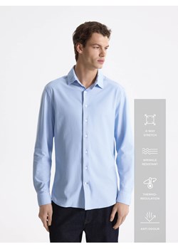 Reserved - Koszula slim fit z bawełną - jasnoniebieski ze sklepu Reserved w kategorii Koszule męskie - zdjęcie 189305751
