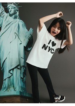 Reserved - T-shirt z aplikacją - złamana biel ze sklepu Reserved w kategorii Bluzki dziewczęce - zdjęcie 189305960