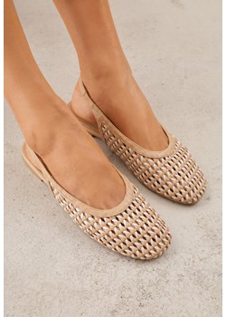 Ciemnobeżowe Plecione Baleriny Typu Slingback Ellariell ze sklepu renee.pl w kategorii Balerinki - zdjęcie 189308762