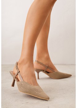 Ciemnobeżowe Ażurowe Sandały na Szpilce Slingback Erilise ze sklepu renee.pl w kategorii Czółenka - zdjęcie 189308843