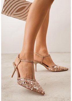 Ciemnobeżowe Eleganckie Szpilki na Szpilce z Siateczkowym Noskiem z Koralikami Riosira ze sklepu renee.pl w kategorii Czółenka - zdjęcie 189309023