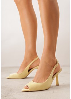 Żółte Sandały na Szpilce z Wycięciem na Palce i Odkrytą Piętą Zitissa ze sklepu renee.pl w kategorii Sandały damskie - zdjęcie 189309032