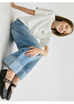 Reserved - Jeansy wide leg z podwiniętą nogawką - niebieski ze sklepu Reserved w kategorii Spodnie dziewczęce - zdjęcie 189309660