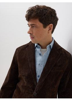 Reserved - Zamszowa marynarka - ciemnobrązowy ze sklepu Reserved w kategorii Marynarki męskie - zdjęcie 189309813