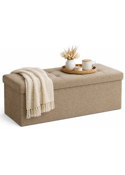 Duża prostokątna pufa tapicerowana jasny taupe N8-P26 ze sklepu Edinos.pl w kategorii Pufy i siedziska - zdjęcie 189310282