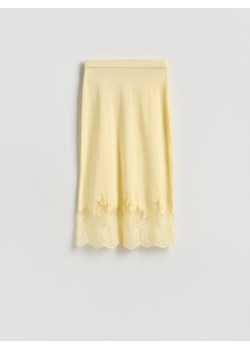 Reserved - Spódnica z koronkowym dołem - jasnożółty ze sklepu Reserved w kategorii Spódnice - zdjęcie 189313650