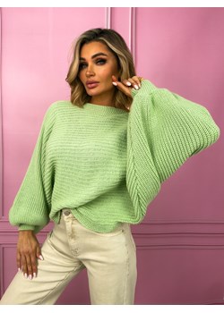 SWETER O KROJU NIETOPERZA Z OZODBNĄ KOKARDĄ NA PLECACH- ZIELONY ze sklepu olika.com.pl w kategorii Swetry damskie - zdjęcie 189315504