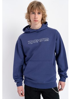 Granatowa bluza z kapturem z kontrastowym nadrukiem, Rozmiar - 146, Kolor - Granatowy ze sklepu REPORTER w kategorii Bluzy chłopięce - zdjęcie 189316664