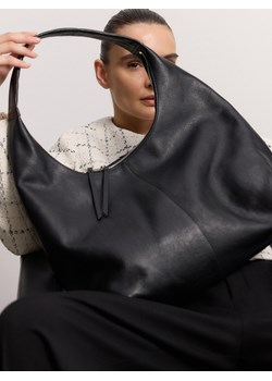 Reserved - Skórzana torebka hobo - czarny ze sklepu Reserved w kategorii Torebki hobo - zdjęcie 189317191