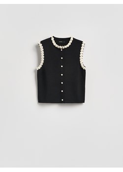 Reserved - Kamizelka z ozdobnym wykończeniem - czarny ze sklepu Reserved w kategorii Bluzki damskie - zdjęcie 189317274