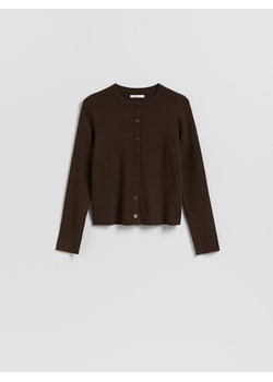Reserved - Kardigan z dodatkiem modalu - ciemnobrązowy ze sklepu Reserved w kategorii Swetry damskie - zdjęcie 189317280