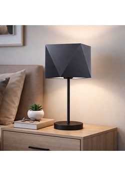 Czarna lampka nocna do sypialni WUHU z abażurem ze sklepu Lysne w kategorii Lampy stołowe - zdjęcie 189317482