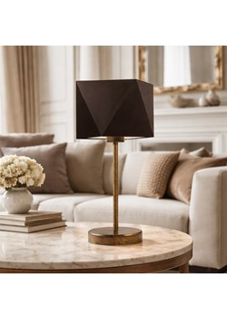 Klasyczna lampka nocna z brązowym abażurem WUHU lampa stołowa do salonu ze sklepu Lysne w kategorii Lampy stołowe - zdjęcie 189317543