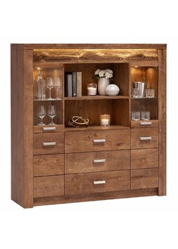 Witryna z szufladami w kolorze jesion jasny G8-F26 ze sklepu Edinos.pl w kategorii Regały i witryny - zdjęcie 189317761