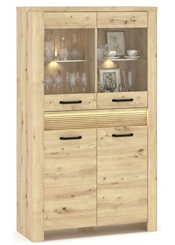 Niska witryna z ryflowaną listwą led dąb artisan N9-S49 ze sklepu Edinos.pl w kategorii Komody - zdjęcie 189317801