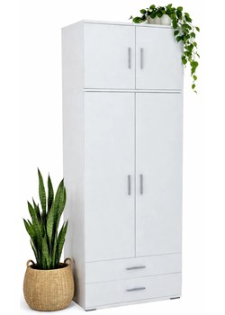 Biała Szafa Z Nadstawką Do Sypialni F5-H22 ze sklepu Edinos.pl w kategorii Szafy - zdjęcie 189320310