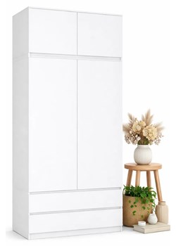 Biała Szafa Na Ubrania Z Nadstawką Z2-L89 ze sklepu Edinos.pl w kategorii Szafy - zdjęcie 189320314