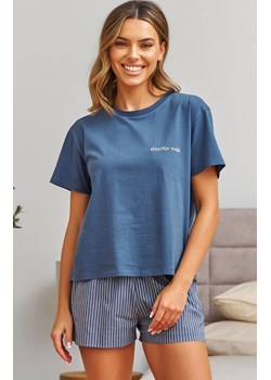 Doctor Nap niebieska piżama damska ze spodenkami w paseczki PM.7423.DENIM_BLUE, Kolor denim, Rozmiar S, Doctor Nap ze sklepu Intymna w kategorii Piżamy damskie - zdjęcie 189320464
