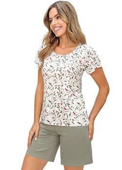 Piżama damska w kwiaty dwuczęściowa Melisa 1/2, Kolor ecru-zielony, Rozmiar S, Donna ze sklepu Intymna w kategorii Piżamy damskie - zdjęcie 189320512