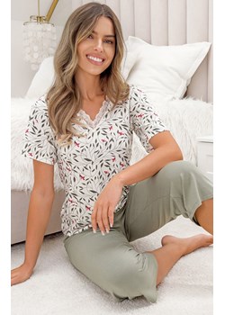 Piżama damska z wiskozy Melisa 3/4, Kolor zielony-ecru, Rozmiar S, Donna ze sklepu Intymna w kategorii Piżamy damskie - zdjęcie 189320514