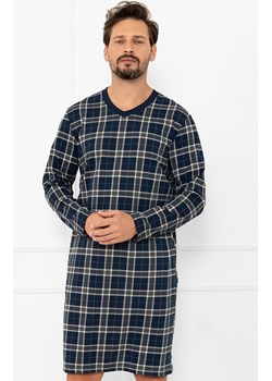 Męska koszula nocna z długim rękawem Andreas, Kolor granatowy-kratka, Rozmiar L, Italian Fashion ze sklepu Intymna w kategorii Piżamy męskie - zdjęcie 189320571