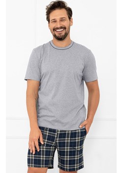 Piżama męska z krótkim rękawem i krótkimi spodniami szara Andreas, Kolor szaro-granatowy, Rozmiar M, Italian Fashion ze sklepu Intymna w kategorii Piżamy męskie - zdjęcie 189320590
