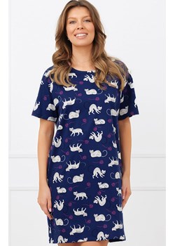 Damska koszula nocna z krótkim rękawem Mimi, Kolor granatowy-wzór, Rozmiar S, Italian Fashion ze sklepu Intymna w kategorii Koszule nocne - zdjęcie 189320671
