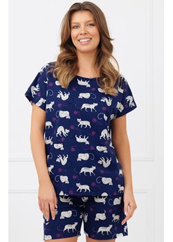 Bawełniana piżama damska w koty Mimi, Kolor granatowy-wzór, Rozmiar S, Italian Fashion ze sklepu Intymna w kategorii Piżamy damskie - zdjęcie 189320673