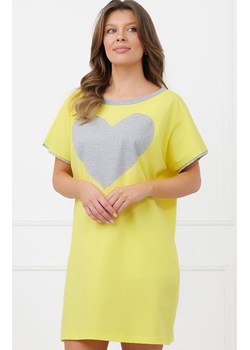 Damska koszula nocna z sercem żółta Sabrina, Kolor żółty, Rozmiar S, Italian Fashion ze sklepu Intymna w kategorii Koszule nocne - zdjęcie 189320691