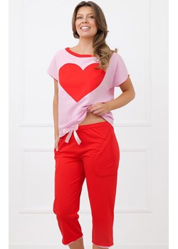 Piżama damska ze spodniami 3/4 czerwono-różowa Sabrina, Kolor czerwono-różowy, Rozmiar S, Italian Fashion ze sklepu Intymna w kategorii Piżamy damskie - zdjęcie 189320694