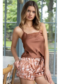 Sensis satynowa piżama damska dwuczęściowa Velenisse, Kolor mocca-wzór, Rozmiar XS, SENSIS ze sklepu Intymna w kategorii Piżamy damskie - zdjęcie 189320804