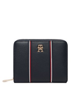 Tommy Hilfiger Portfel Th Icon Med Za W/Flap Corp AW0AW18653 Granatowy ze sklepu MODIVO w kategorii Portfele damskie - zdjęcie 189322710