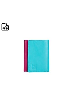 różowo-zielono-niebieski mały portfel skórzany z wyciaganym etui na w ze sklepu Słoń Torbalski w kategorii Portfele damskie - zdjęcie 189323821