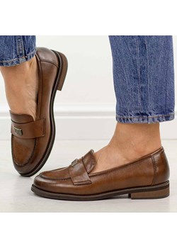 Brązowe skórzane mokasyny damskie Potocki 19465 ze sklepu suzana.pl w kategorii Mokasyny damskie - zdjęcie 189324000