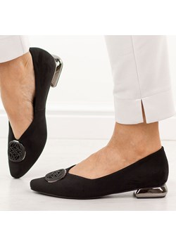 Czarne baleriny damskie na obcasie Potocki 12808 ze sklepu suzana.pl w kategorii Balerinki - zdjęcie 189324092