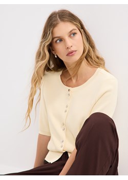 Mohito - Masełkowy kardigan z krótkimi rękawami - żółty ze sklepu Mohito w kategorii Swetry damskie - zdjęcie 189324301