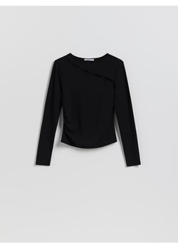 Reserved - Longsleeve z lyocellem - czarny ze sklepu Reserved w kategorii Bluzki damskie - zdjęcie 189324672